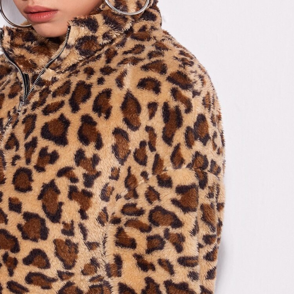 Adorable Leopard teddy jacket NWT - Picture 3 of 9